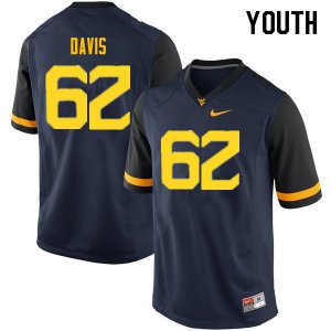 Youth West Virginia Mountaineers NCAA #62 Zach Davis Navy Authentic Nike Stitched College Football Jersey MD15D40FQ